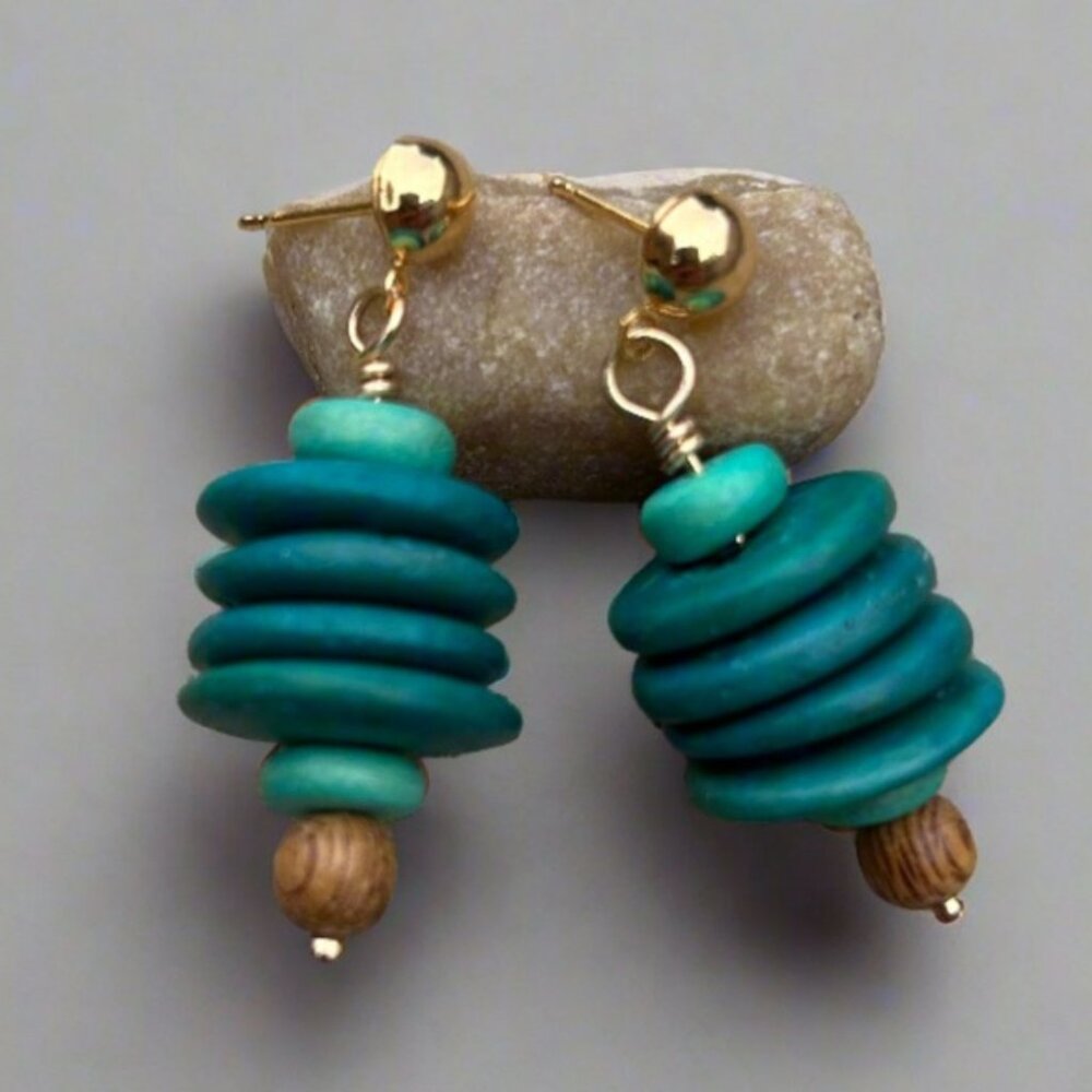 Handmade Boho Wood Drop Earrings